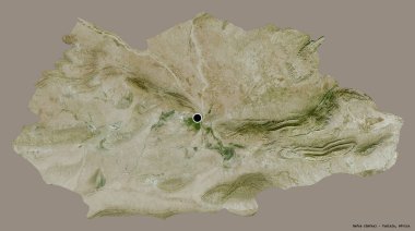 Tunus valisi Gafsa 'nın şekli, başkenti katı renk arka planında izole edilmiş. Uydu görüntüleri. 3B görüntüleme