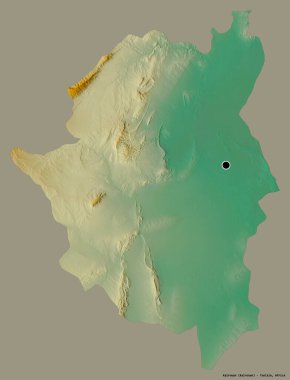 Tunus valisi Kairouan 'ın şekli, başkenti katı bir renk arkaplanı ile izole edilmiştir. Topografik yardım haritası. 3B görüntüleme