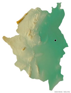 Tunus valisi Kairouan 'ın şekli, başkenti beyaz arka planda izole edilmiş. Topografik yardım haritası. 3B görüntüleme