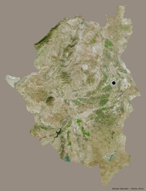 Tunus valisi Kairouan 'ın şekli, başkenti katı bir renk arkaplanı ile izole edilmiştir. Uydu görüntüleri. 3B görüntüleme