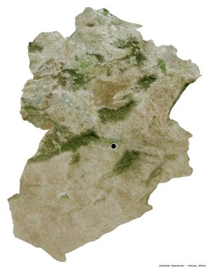 Tunus valisi Kasserine 'in beyaz arka planda bulunan başkenti. Uydu görüntüleri. 3B görüntüleme