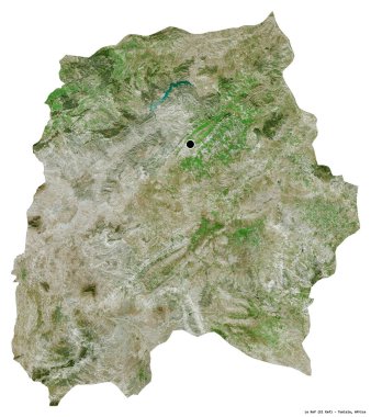 Le Kef, Tunus valisi, başkenti beyaz arka planda izole edilmiş. Uydu görüntüleri. 3B görüntüleme