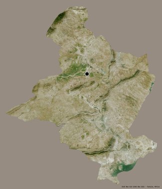 Tunus valisi Sidi Bou Zid 'in şekli, başkenti katı bir renk arkaplanı ile izole edilmiştir. Uydu görüntüleri. 3B görüntüleme