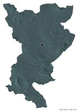Tunus valisi Siliana 'nın beyaz arka planda bulunan başkenti. Renkli yükseklik haritası. 3B görüntüleme
