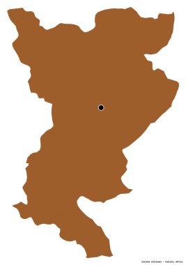 Tunus valisi Siliana 'nın beyaz arka planda bulunan başkenti. Desenli dokuların bileşimi. 3B görüntüleme