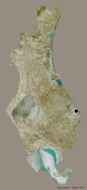 Tunus valisi Susa 'nın şekli, başkenti katı bir renk arkaplanı ile izole edilmiş. Uydu görüntüleri. 3B görüntüleme