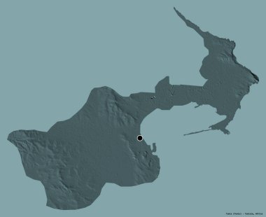 Tunus valisi Tunus 'un şekli, başkenti katı bir renk arkaplanı ile izole edilmiştir. Renkli yükseklik haritası. 3B görüntüleme