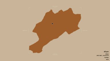 Afyon Bölgesi, Türkiye 'de katı bir arka planda izole edilmiş bir sınır kutusu. Etiketler. Desenli dokuların bileşimi. 3B görüntüleme