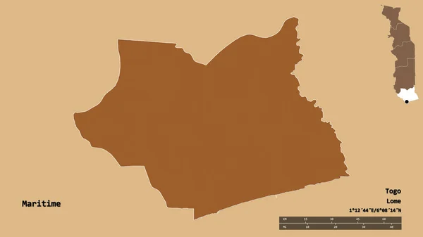 Forma Maritimă Regiunea Togo Capitala Izolată Fundal Solid Scara Distanță — Fotografie, imagine de stoc