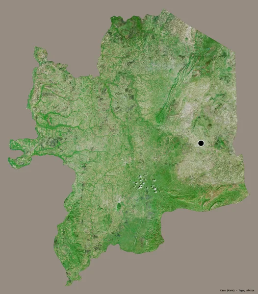 多哥地区卡拉的形状 其首都孤立在一个坚实的色彩背景上 卫星图像 3D渲染 — 图库照片