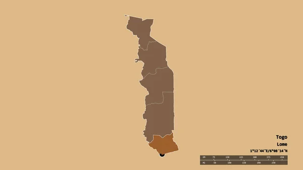 Afgebroken Vorm Van Togo Met Haar Hoofdstad Belangrijkste Regionale Divisie — Stockfoto