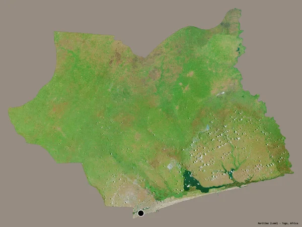 海の形 トーゴの地域 その首都は 固体色の背景に隔離されています 衛星画像 3Dレンダリング — ストック写真