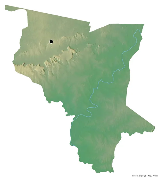 多哥地区的荒原形状 其首都因白色背景而孤立 地形浮雕图 3D渲染 — 图库照片