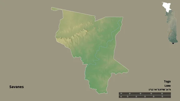 Forme Savanes Région Togo Avec Capitale Isolée Sur Fond Solide — Photo