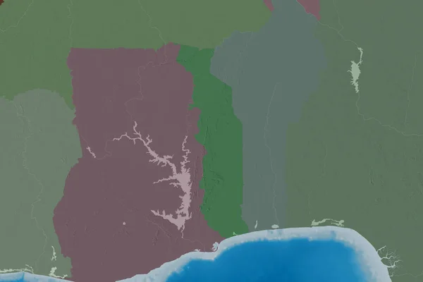Área Extendida Togo Mapa Elevación Color Renderizado — Foto de Stock
