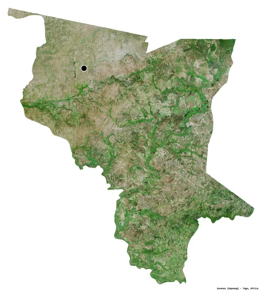 多哥地区的荒原形状 其首都因白色背景而孤立 卫星图像 3D渲染 — 图库照片