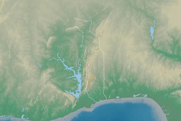 Bővített Terület Körvonalazott Togo Topográfiai Domborzati Térkép Renderelés — Stock Fotó