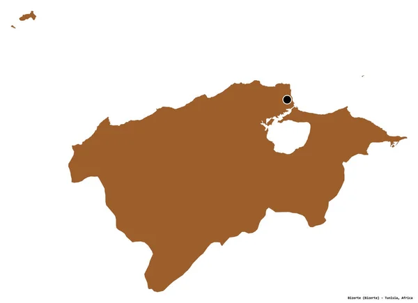 Forma Bizerte Provincia Túnez Con Capital Aislada Sobre Fondo Blanco — Foto de Stock