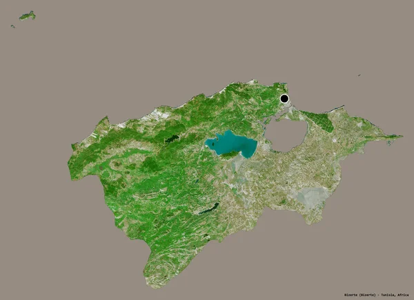 Форма Бізерте Провінції Туніс Столицею Ізольованою Суцільному Кольоровому Тлі Супутникові — стокове фото