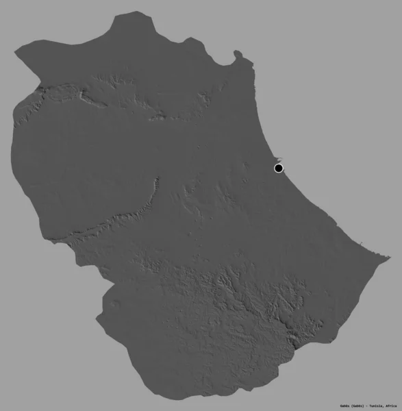 Tunus Valisi Gabes Şekli Başkenti Katı Renk Arka Planında Izole — Stok fotoğraf