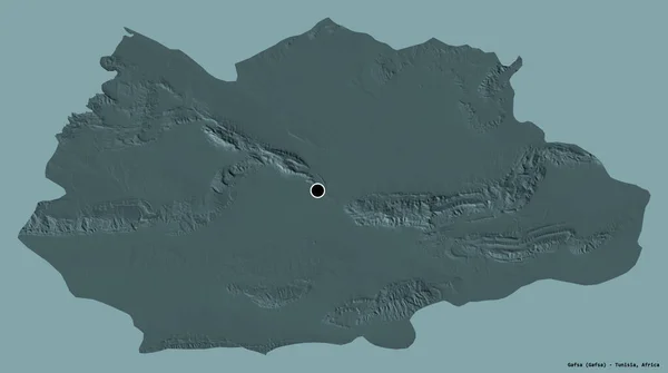 Forma Gafsa Provincia Túnez Con Capital Aislada Sobre Fondo Color — Foto de Stock