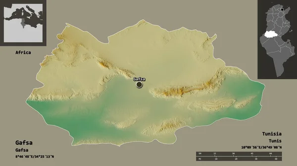 Forma Gafsa Provincia Túnez Capital Escala Distancia Vistas Previas Etiquetas —  Fotos de Stock