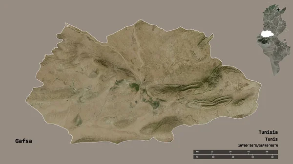 Forma Gafsa Provincia Túnez Con Capital Aislada Sobre Fondo Sólido —  Fotos de Stock