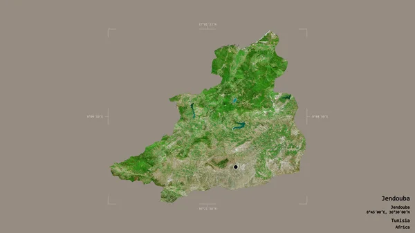 突尼斯省Jendouba地区 在一个地理参照框的坚实背景下被隔离 卫星图像 3D渲染 — 图库照片