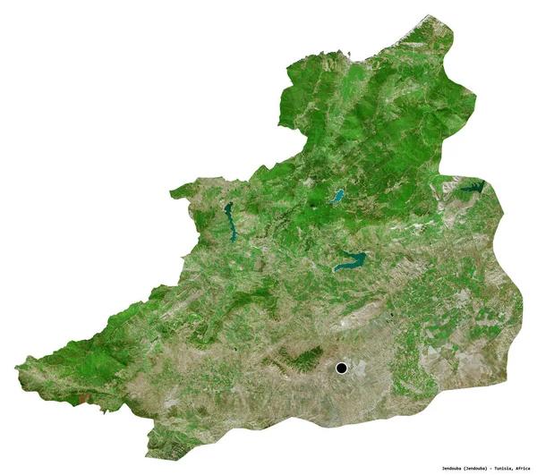 Shape Jendouba Governorate Tunisia Its Capital Isolated White Background Satellite — Stock Photo, Image