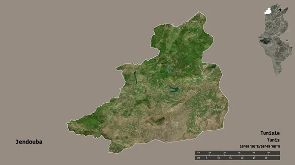 Forma Jendouba Provincia Túnez Con Capital Aislada Sobre Fondo Sólido —  Fotos de Stock