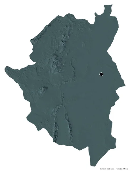 チュニジアの統治者カルーアンの形で 首都は白い背景に孤立しています 色の標高マップ 3Dレンダリング — ストック写真