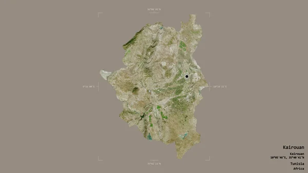 チュニジア政府のカルーアン地域は 洗練された境界ボックス内の強固な背景に隔離されています ラベル 衛星画像 3Dレンダリング — ストック写真