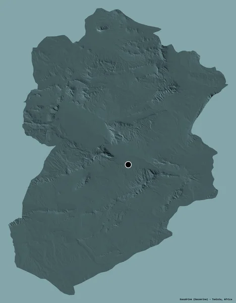 Forma Kasserine Provincia Túnez Con Capital Aislada Sobre Fondo Color — Foto de Stock