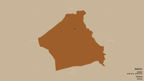 Området Kebili Guvernör Tunisien Isolerad Solid Bakgrund Georefererad Avgränsningsbox Etiketter — Stockfoto