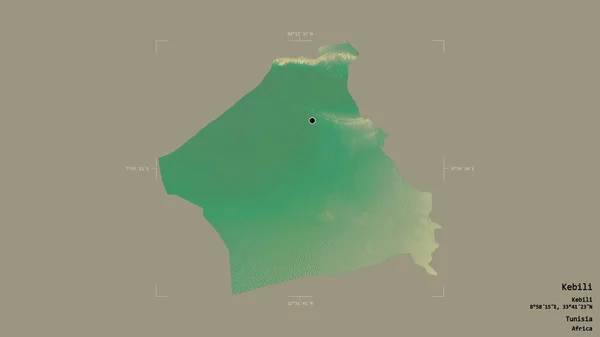 Oblast Kebili Guvernér Tuniska Izolované Pevném Pozadí Georeferencované Hraniční Oblasti — Stock fotografie