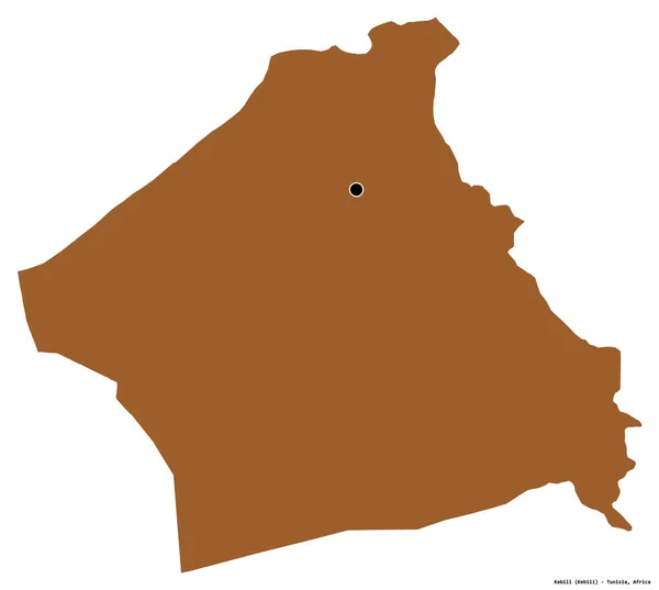 突尼斯省Kebili的形状 其首都被白色背景隔离 图形纹理的组成 3D渲染 — 图库照片