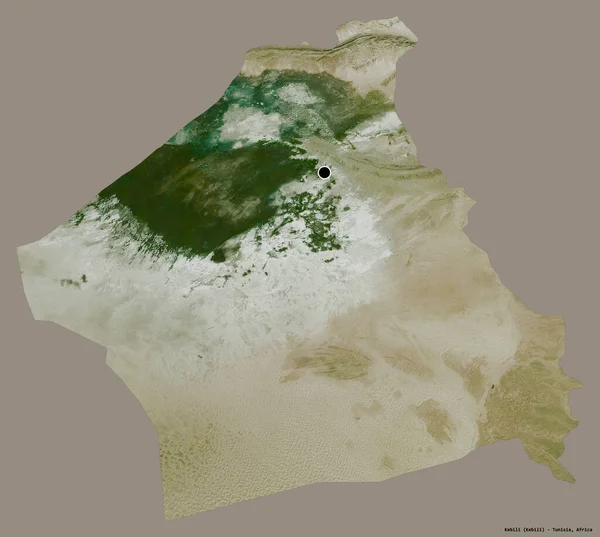 Forme Kebili Gouvernorat Tunisie Avec Capitale Isolée Sur Fond Couleur — Photo