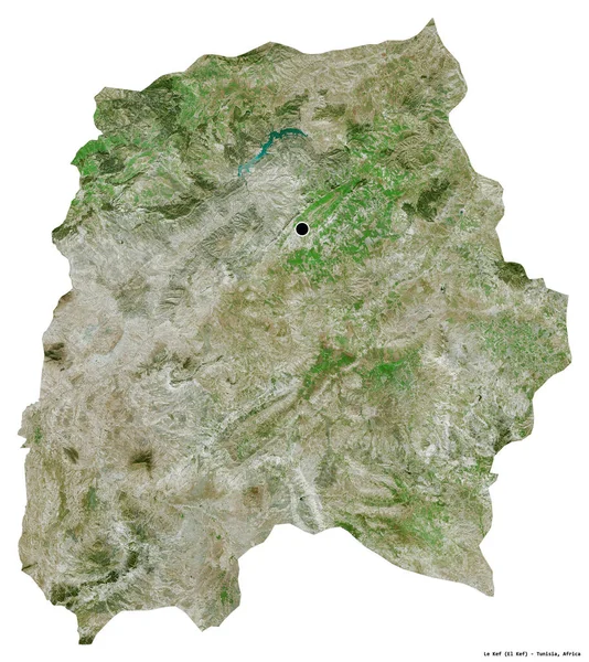 Форма Кеф Провінція Туніс Столицею Ізольованою Білому Тлі Супутникові Знімки — стокове фото