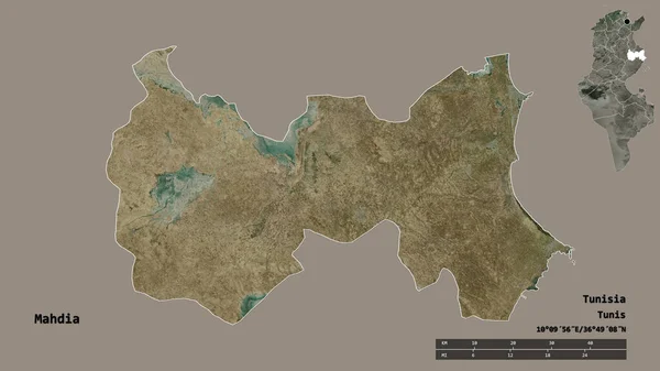 Shape Mahdia Governorate Tunisia Its Capital Isolated Solid Background Distance — Stock Photo, Image