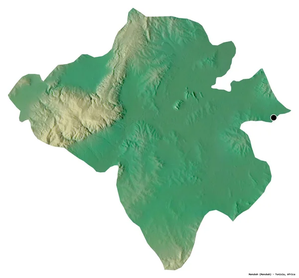 Forme Manubah Gouvernorat Tunisie Dont Capitale Est Isolée Sur Fond — Photo