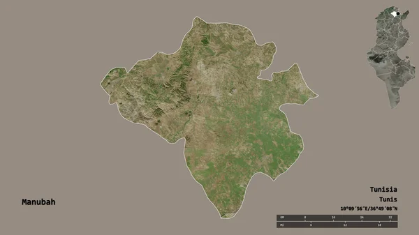 Forma Manuba Provincia Túnez Con Capital Aislada Sobre Fondo Sólido —  Fotos de Stock