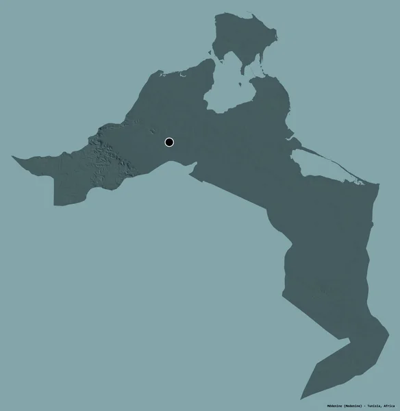 Форма Меденіну Провінції Туніс Столицею Ізольованою Суцільному Кольоровому Тлі Кольорові — стокове фото