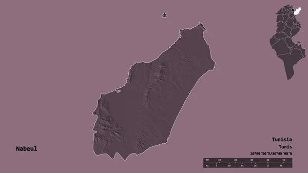 Forma Nabeul Provincia Túnez Con Capital Aislada Sobre Fondo Sólido —  Fotos de Stock