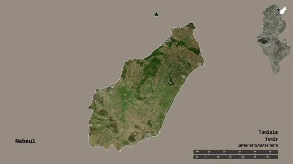 Forma Nabeul Provincia Túnez Con Capital Aislada Sobre Fondo Sólido — Foto de Stock
