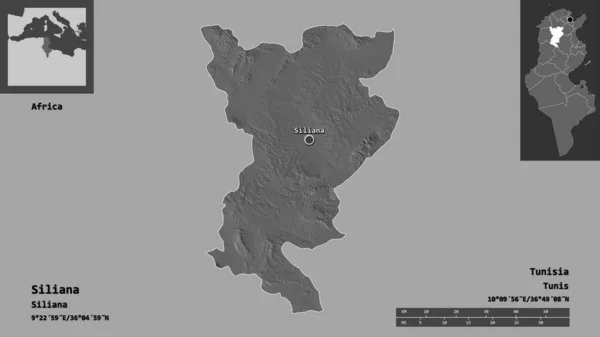 Forma Siliana Gobernación Túnez Capital Escala Distancia Vistas Previas Etiquetas — Foto de Stock