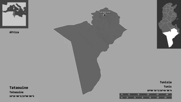 Forma Tataouine Provincia Túnez Capital Escala Distancia Vistas Previas Etiquetas —  Fotos de Stock