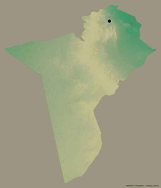 Форма Татаовайн Губернія Туніс Столицею Ізольованою Суцільному Кольоровому Тлі Карта — стокове фото