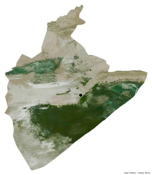 チュニジアの統治者トズールの形で 首都は白い背景に孤立しています 衛星画像 3Dレンダリング — ストック写真