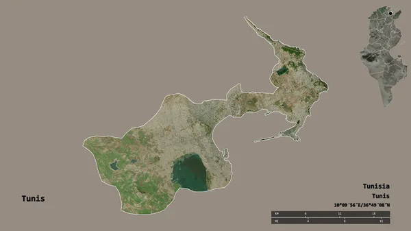 Forma Túnez Provincia Túnez Con Capital Aislada Sobre Fondo Sólido —  Fotos de Stock