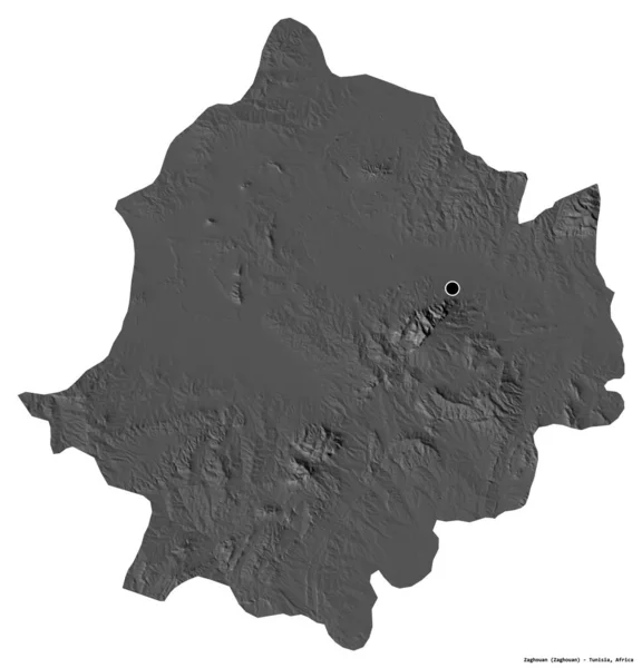 Forma Zaghouan Provincia Túnez Con Capital Aislada Sobre Fondo Blanco — Foto de Stock